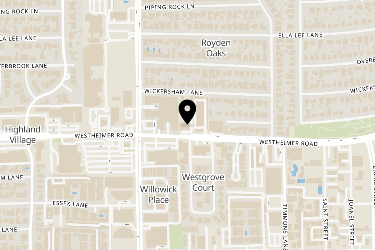 Map showing the location of Picos Restaurant on 3736 Westheimer Rd in Houston